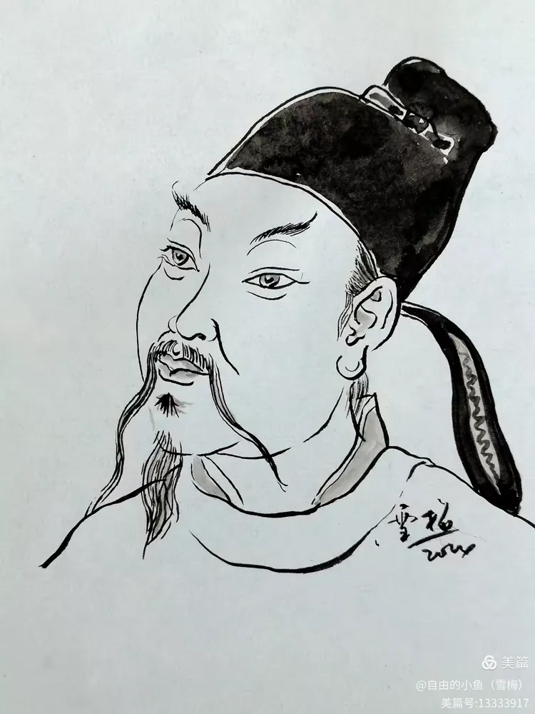 雪梅即兴书写唐代李白诗句